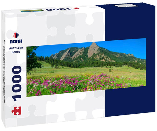 Noah Jigsaw Puzzle Boulder Colorado iconic flatirons with sweet peas in the foreground panorama 1000 pieces