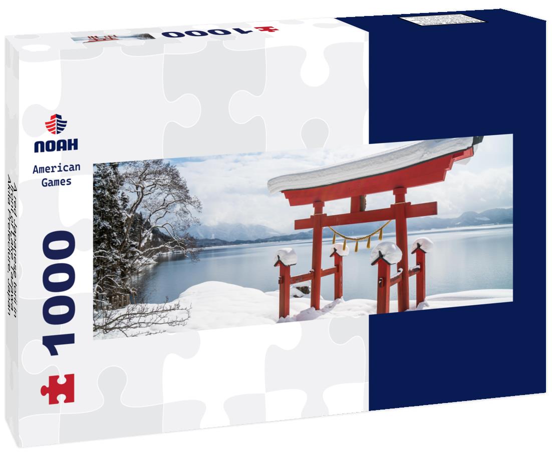 Noah Jigsaw Puzzle A red Japanese torii in front of Lake Tazawa, Akita Prefecture, Japan panorama 1000 pieces