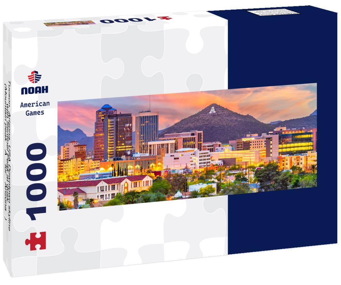 Noah Jigsaw Puzzle Tucson, Arizona, USA Downtown skyline with Sentinel Peak at dusk. (Mountain peak “A” for “Arizona”) panorama 1000 pieces