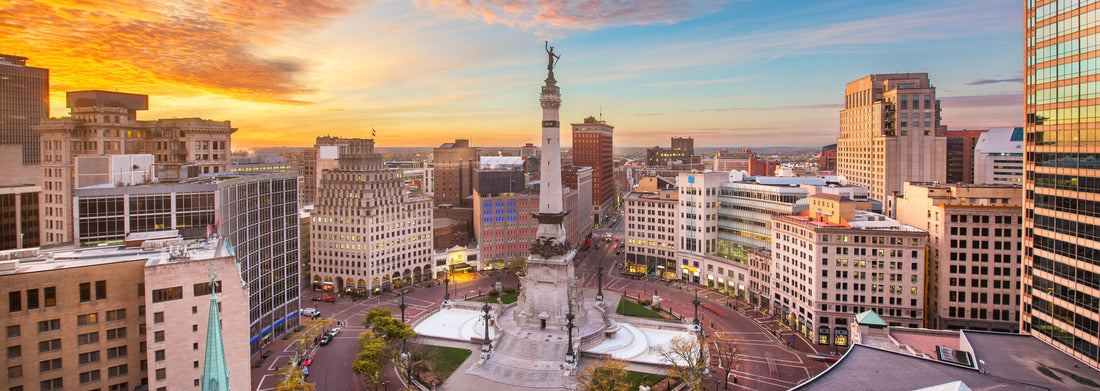Noah Jigsaw Puzzle Indianapolis, Indiana, USA skyline over Soliders' and Sailors' Monument at dusk panorama 1000 pieces