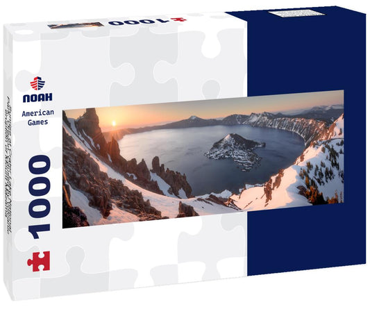 Noah Jigsaw Puzzle Sunrise at Crater Lake National Park, Oregon. Caused by volcanic eruption of Mount Mazama panorama 1000 pieces