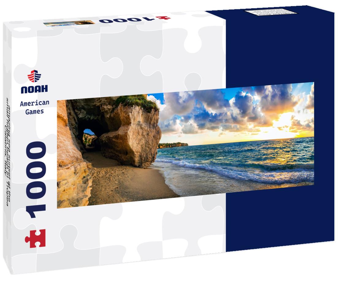 Noah Jigsaw Puzzle amazing sea sunset at the small hidden beach in Tropea, Calabria, Italy panorama 1000 pieces