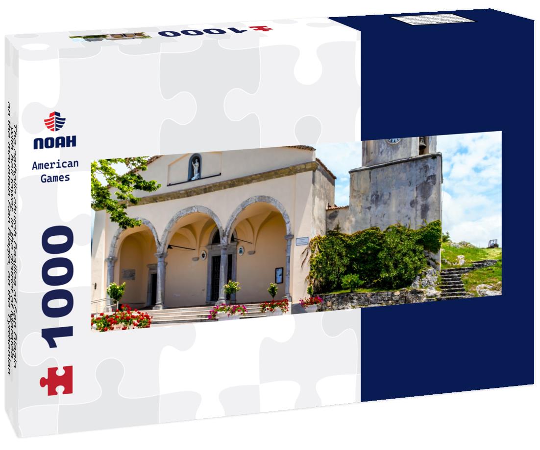 Noah Jigsaw Puzzle The catholic church Basilica of San Biagio with bell tower, in the district of Maratea, on the mountain San Biagio, on the Tyrrhenian seacoast in the south of Italy panorama 1000 pieces