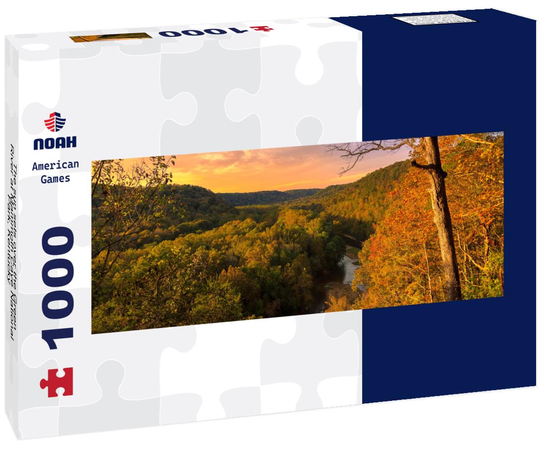 The sun sets over the Green River at Mammoth Cave National Park, Kentucky 1000pc Panoramic Puzzle