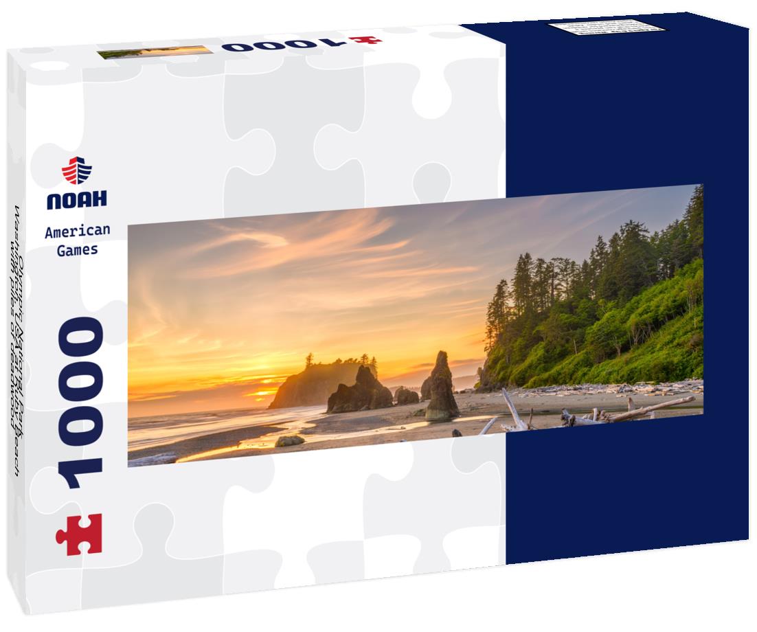 Noah Jigsaw Puzzle Olympic National Park, Washington, USA at Ruby Beach with piles of deadwood panorama 1000 pieces