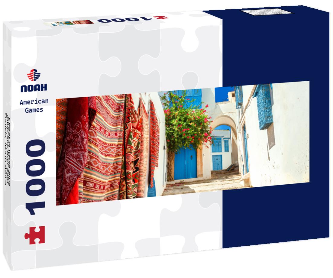 Noah Jigsaw Puzzle Street in white blue town Sidi Bou Said. Tunisia, North Africa panorama 1000 pieces