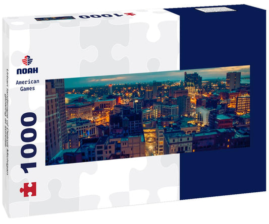 Noah Jigsaw Puzzle Urban landscape of Detroit Michigan glowing at sunrise panorama 1000 pieces