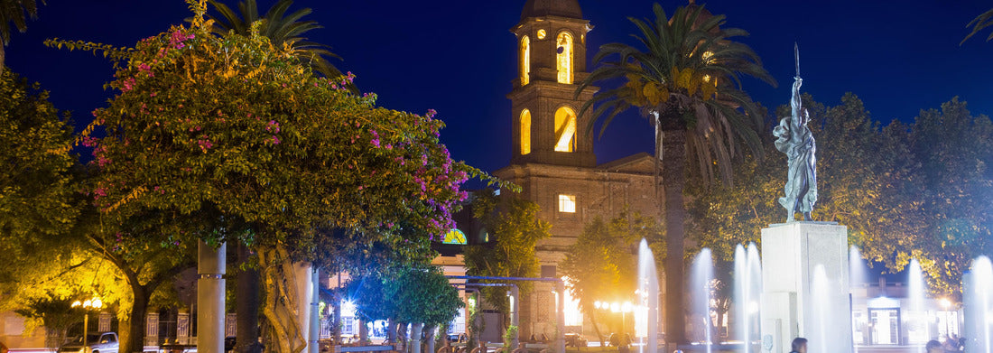 Noah Jigsaw Puzzle Catholic temple in city of Dolores with evening illumination. Uruguay, South America panorama 1000 pieces