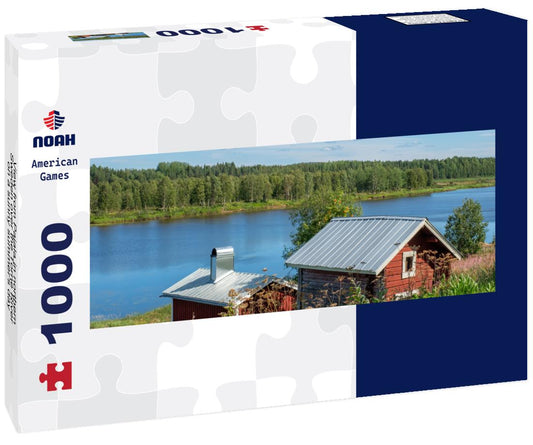 Noah Jigsaw Puzzle View from Pajala in northern Sweden over the Torne River on a sunny summer's day panorama 1000 pieces