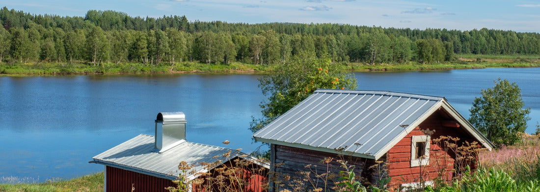 Noah Jigsaw Puzzle View from Pajala in northern Sweden over the Torne River on a sunny summer's day panorama 1000 pieces