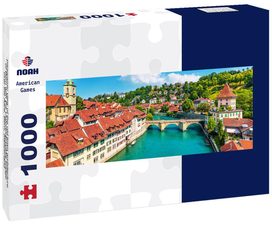 Noah Jigsaw Puzzle panoramic view of the old town architecture of Bern with the Untertorbryukke bridge over the Aare, Bern, Switzerland panorama 1000 pieces