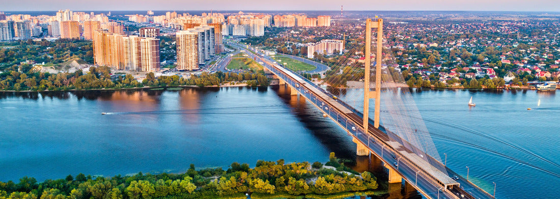 The Southern Bridge across the Dnieper in Kiev, the capital of Ukraine 1000pc Panoramic Puzzle