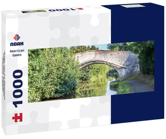 Noah Jigsaw Puzzle Bridge over the Shropshire Union canal, Christleton, Cheshire, England panorama 1000 pieces