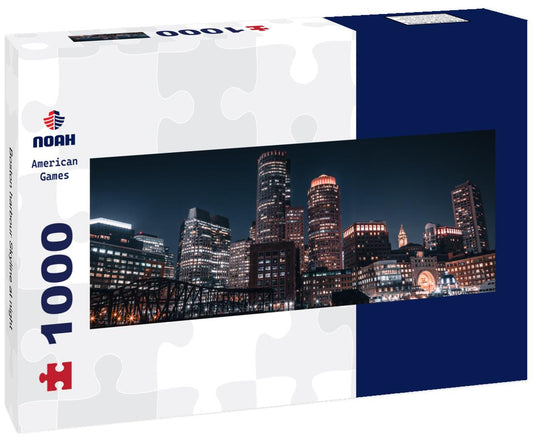Noah Jigsaw Puzzle Boston harbour Skyline at night panorama 1000 pieces