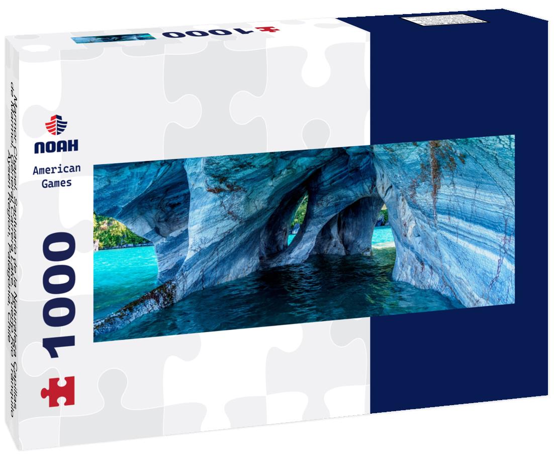 Noah Jigsaw Puzzle Marmor Chapel, Santuario de la Naturaleza Capillas de Marmol, General Carrera Lake, Puerto Rio Tranquilo, Aysen Region, Patagonia, Chile panorama 1000 pieces