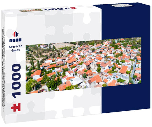 Noah Jigsaw Puzzle Aerial Lania (Laneia) wine village, Limassol, Cyprus. Bird's eye view of traditional Mediterranean, picturesque alleys, red ceramic roof tile houses, vineyards, church and entrance panorama 1000 pieces