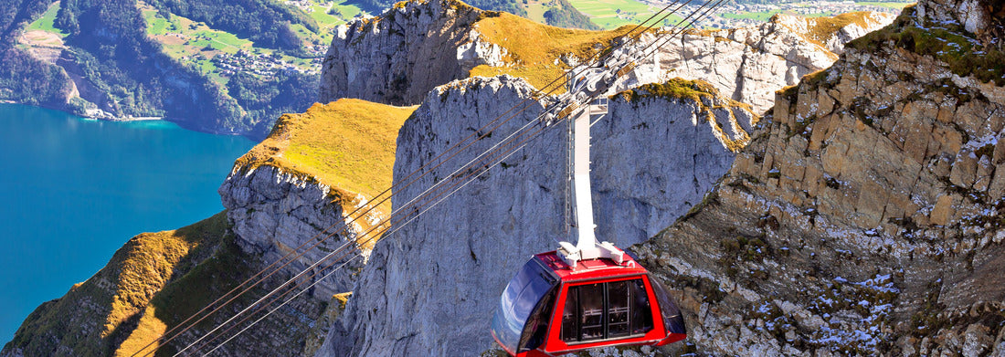 Noah Jigsaw Puzzle Mount Pilatus aerial cable car above cliffs and Lake Lucerne landscape, Switzerland panorama 1000 pieces