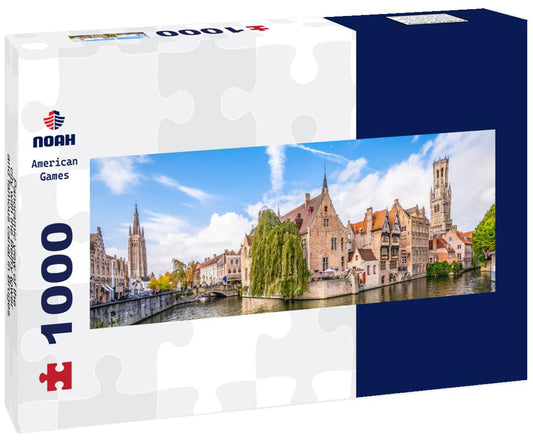 Noah Jigsaw Puzzle Panoramic view of the city with the Belfry tower and famous canal in Bruges, Belgium panorama 1000 pieces