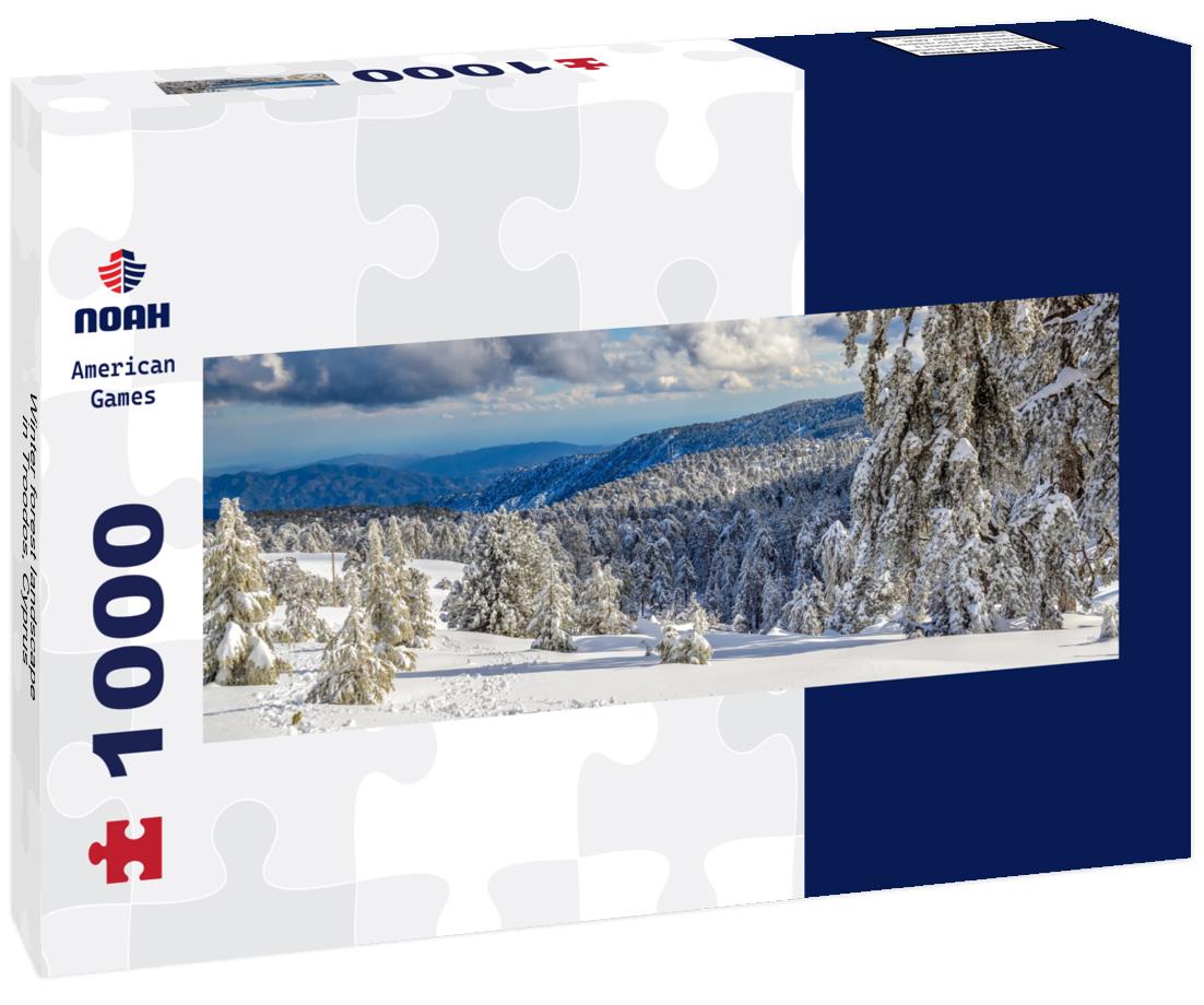 Winter forest landscape in Troodos, Cyprus 1000pc Panoramic Puzzle