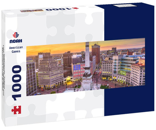 Noah Jigsaw Puzzle Indianapolis, Indiana, USA downtown cityscape and Monument Circle at dawn panorama 1000 pieces