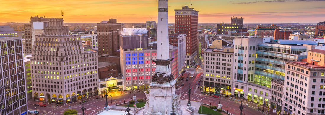 Noah Jigsaw Puzzle Indianapolis, Indiana, USA downtown cityscape and Monument Circle at dawn panorama 1000 pieces