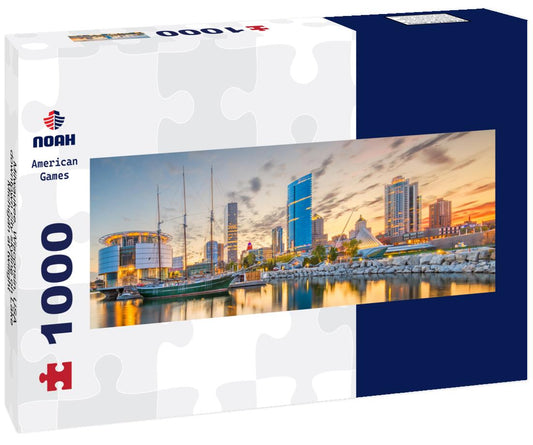 Noah Jigsaw Puzzle Milwaukee, Wisconsin, USA downtown city skyline on Lake Michigan at twilight panorama 1000 pieces