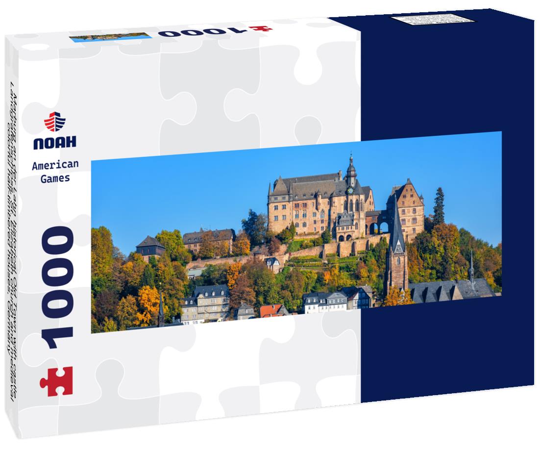 Noah Jigsaw Puzzle Marburg an der Lahn historical Old Town with castle Landgrafenschloss, St. Elizabeth church and medieval colorful half-timbered houses, Germany panorama 1000 pieces