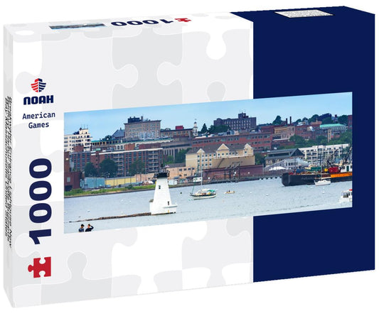 Noah Jigsaw Puzzle Breakwater Entrance Lightouse New Bedford Harbor Sailboats Buzzards Bay Massachusetts United States panorama 1000 pieces