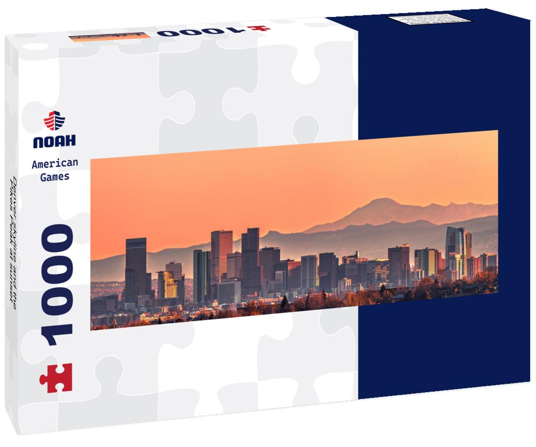 Noah Jigsaw Puzzle Denver skyline and the Pikes Peak at sunset panorama 1000 pieces