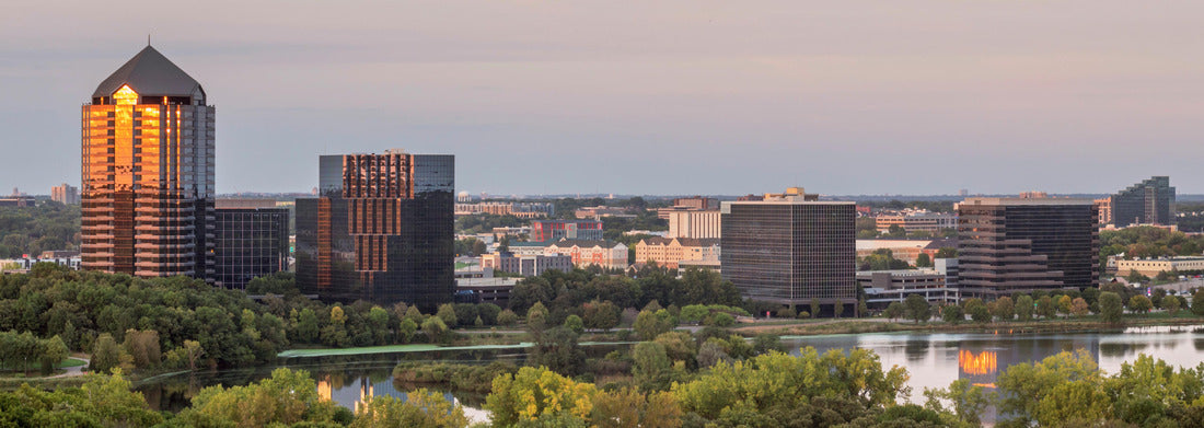 Noah Jigsaw Puzzle A Medium Shot of the Lake Normandale Office Block Reflecting a Late Summer Sunset in Bloomington, Minnesota panorama 1000 pieces