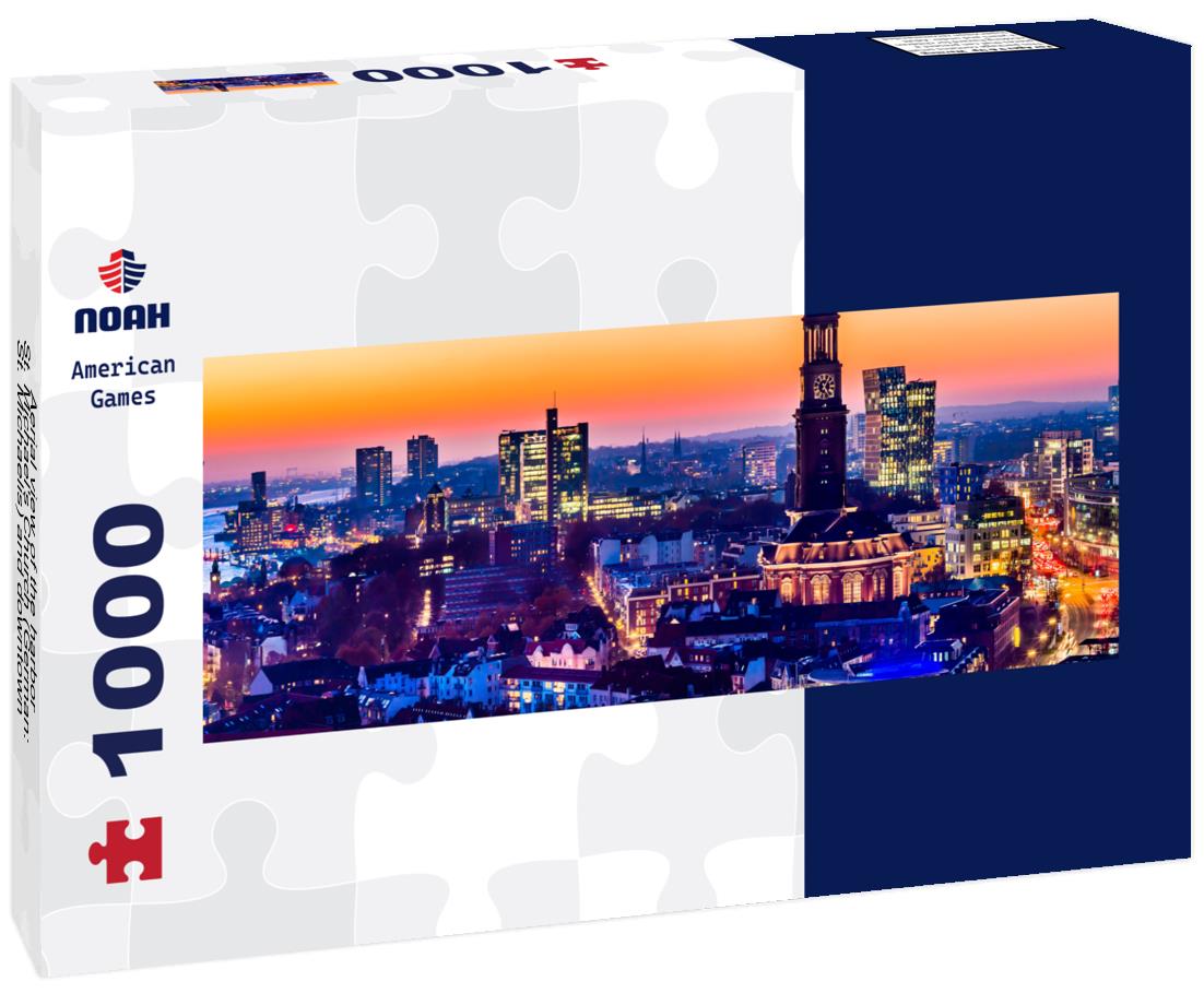 Noah Jigsaw Puzzle Aerial view of the harbor, St. Michael's Church (German: St. Michaelis) and downtown Hamburg, Germany panorama 1000 pieces