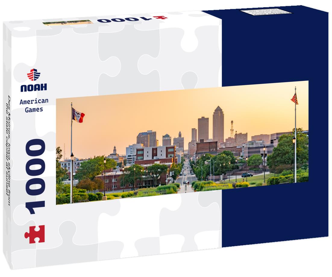 Noah Jigsaw Puzzle Des Moines, Iowa skyline from the state capital at sunset panorama 1000 pieces