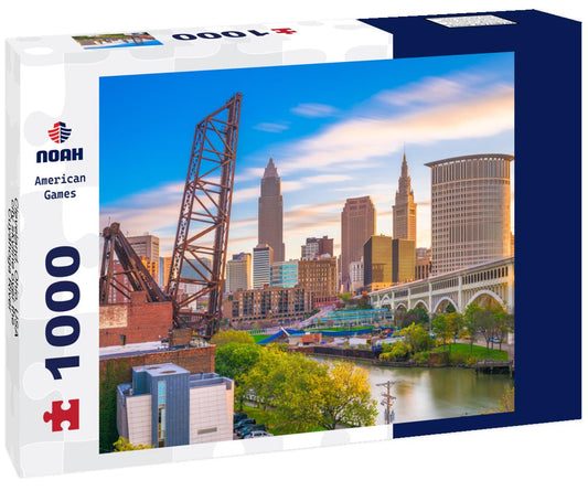 Noah Jigsaw Puzzle Cleveland, Ohio, USA city skyline over the Cuyahoga River 1000 pieces