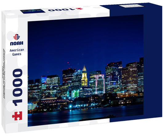 Noah Jigsaw Puzzle Panoramic Night Cityscape Boston Skyline over Boston Harbor 1000 pieces