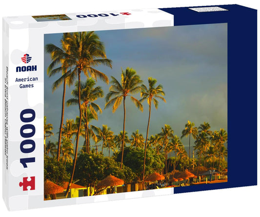 Noah Jigsaw Puzzle Beach front cabanas with palm trees in Ewa Beach Oahu Hawaii 1000 pieces
