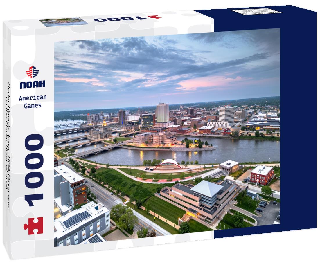 Noah Jigsaw Puzzle Cedar Rapids, Iowa, USA Cityscape on the Cedar River at dusk 1000 pieces