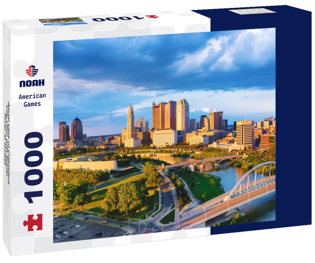 Noah Jigsaw Puzzle Aerial view of Columbus City Ohio with Scioto River at sunset 1000 pieces