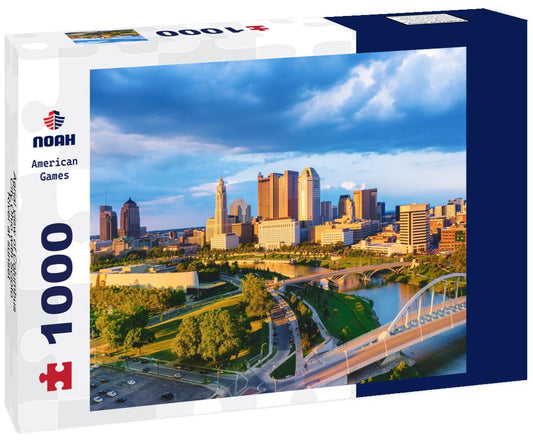Noah Jigsaw Puzzle Aerial view of Columbus City Ohio with Scioto River at sunset 1000 pieces