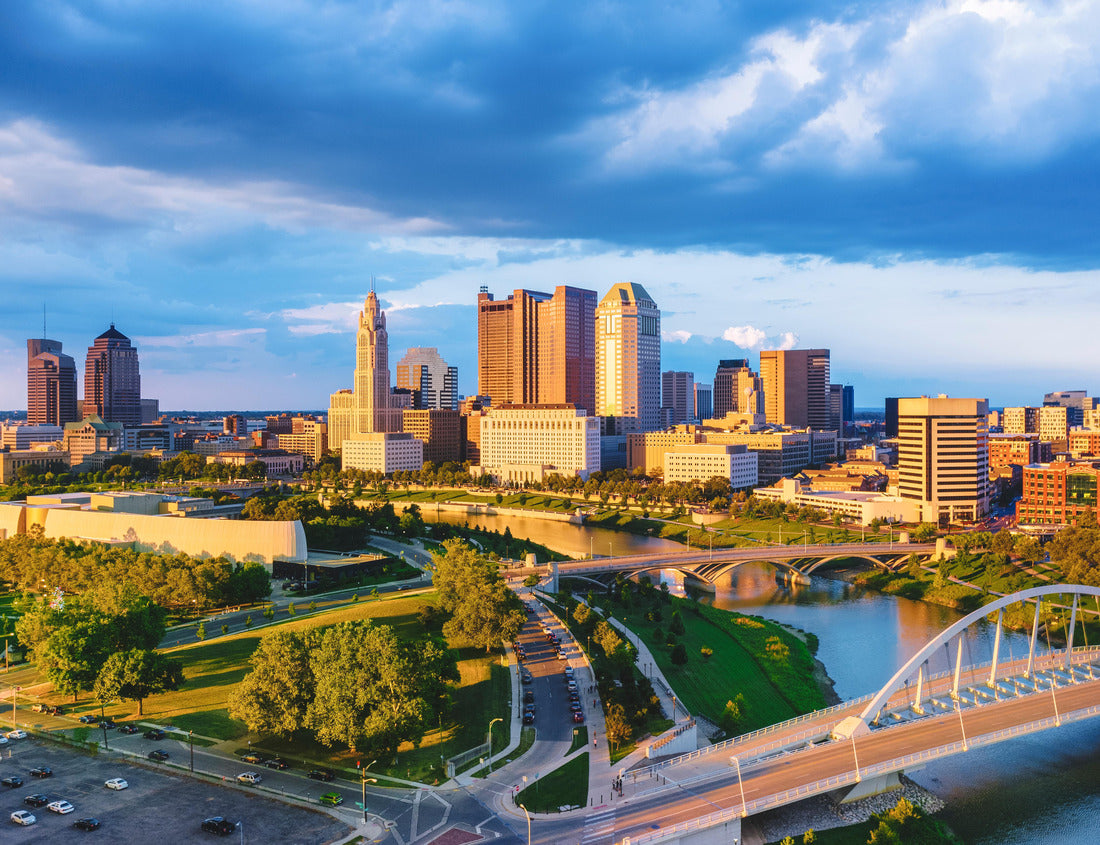 Noah Jigsaw Puzzle Aerial view of Columbus City Ohio with Scioto River at sunset 1000 pieces
