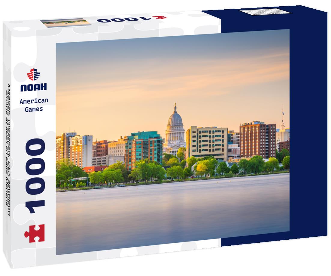 Noah Jigsaw Puzzle Madison, Wisconsin, USA downtown skyline at dusk on Lake Monona 1000 pieces