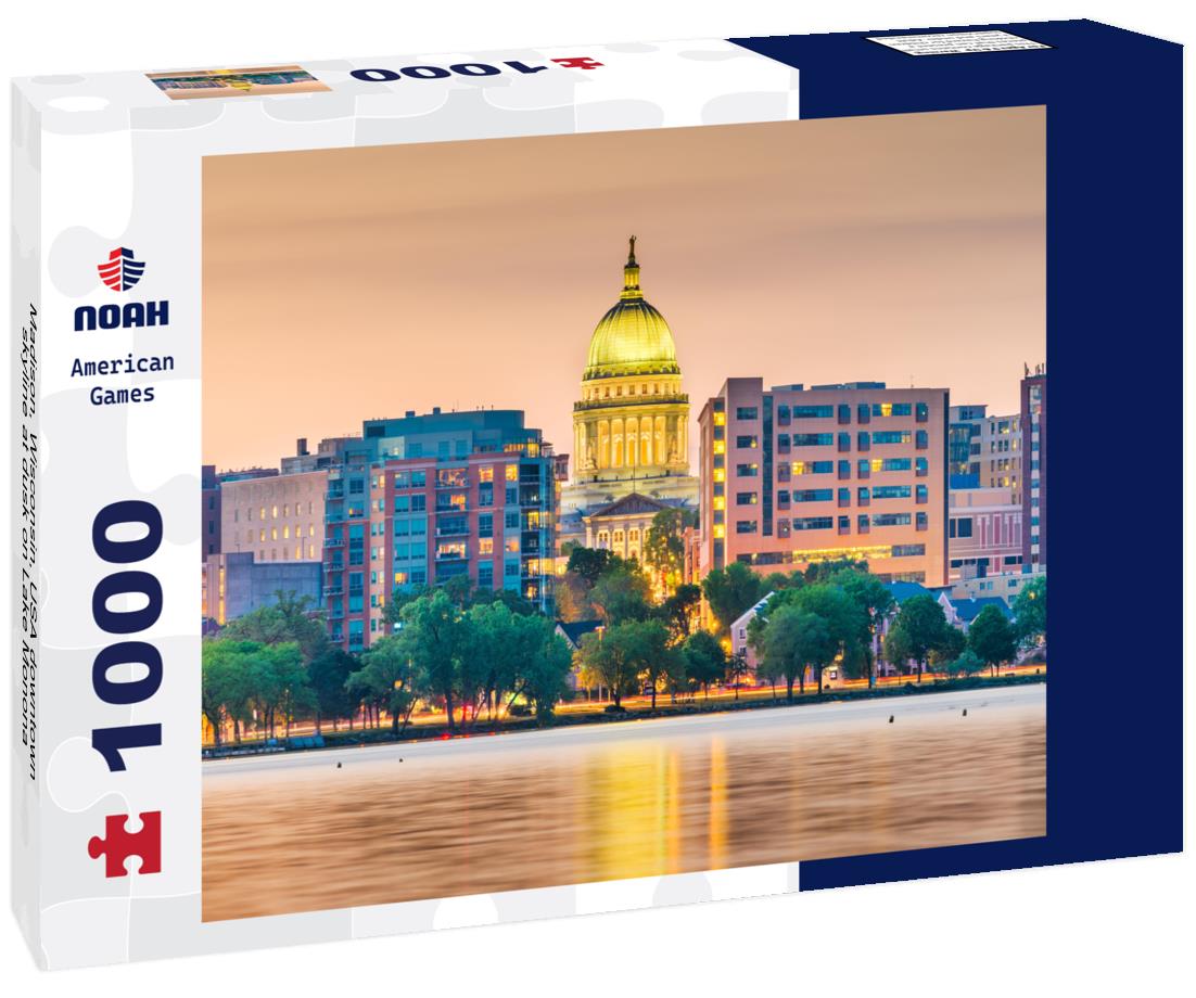 Noah Jigsaw Puzzle Madison, Wisconsin, USA downtown skyline at dusk on Lake Monona 1000 pieces