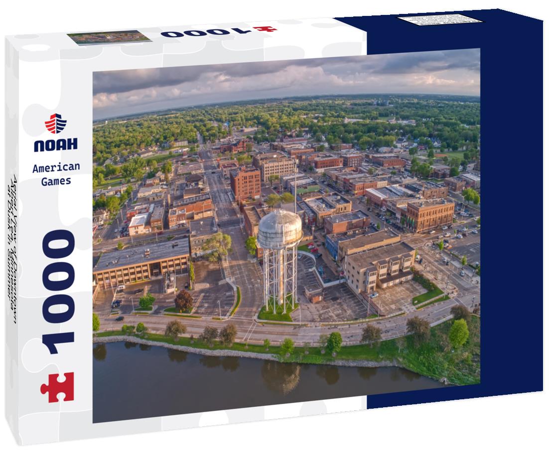 Noah Jigsaw Puzzle Aerial View of Downtown Albert Lea, Minnesota at Dusk in Summer 1000 pieces