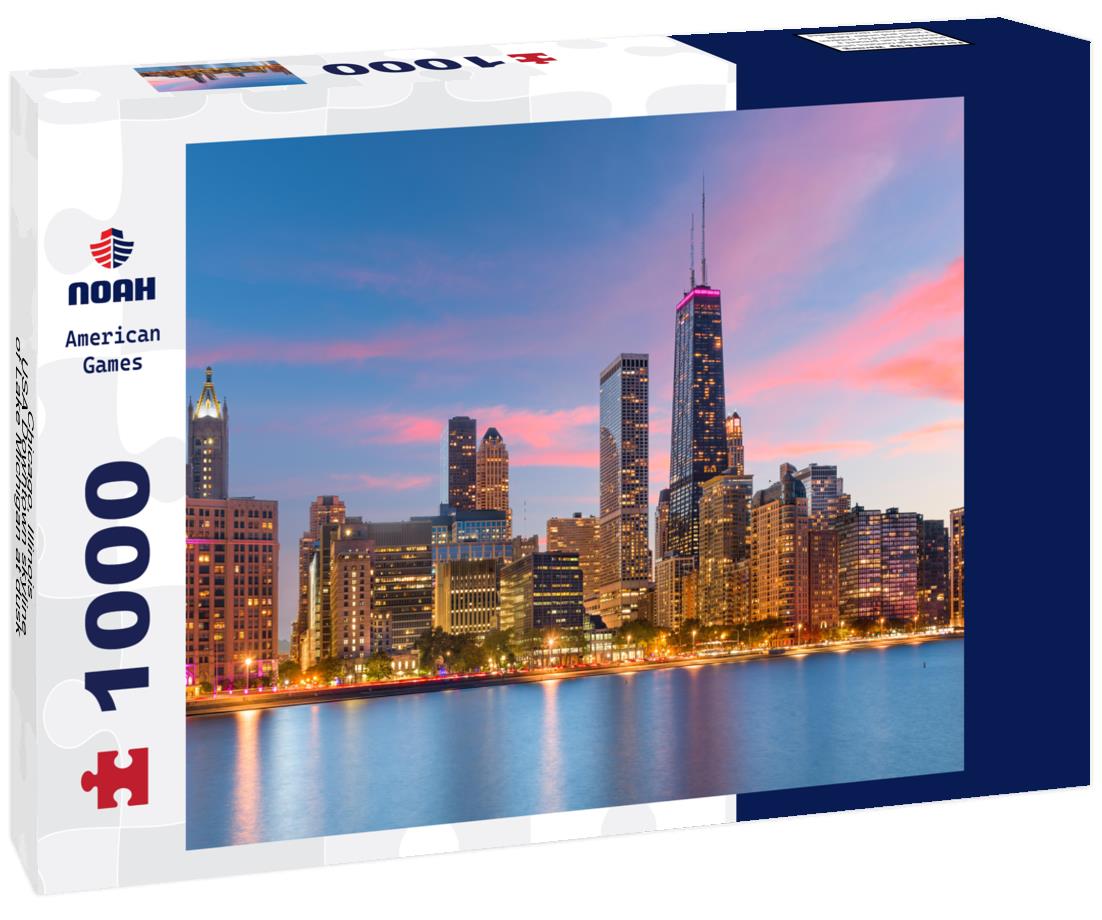 Noah Jigsaw Puzzle Chicago, Illinois, USA Downtown skyline of Lake Michigan at dusk 1000 pieces