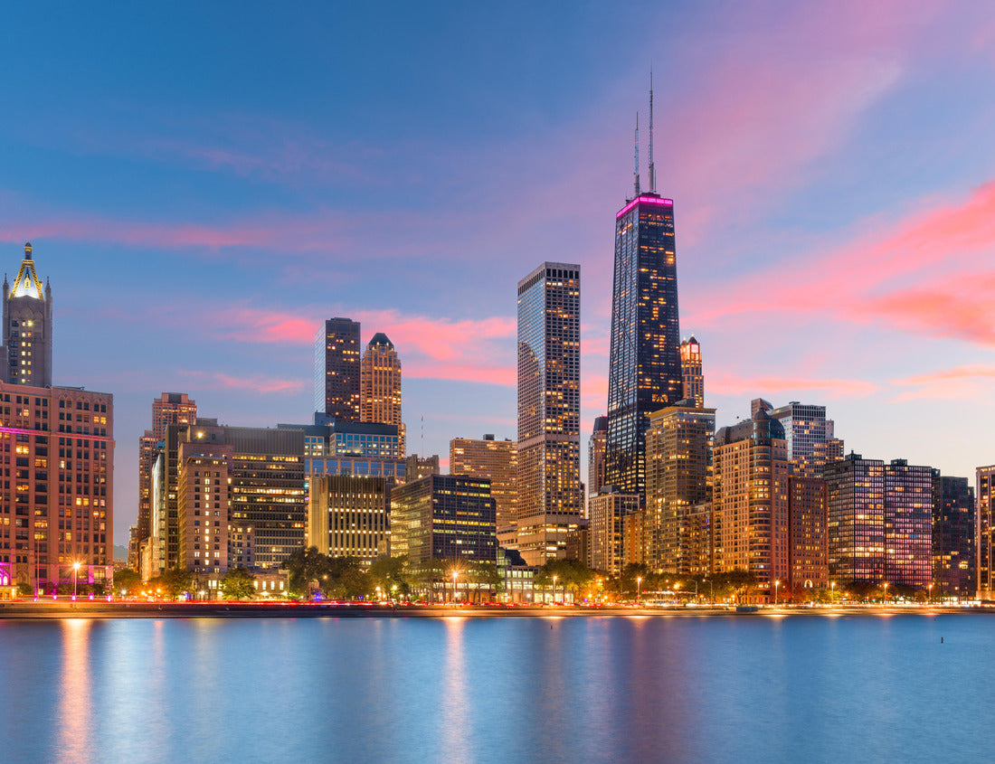 Noah Jigsaw Puzzle Chicago, Illinois, USA Downtown skyline of Lake Michigan at dusk 1000 pieces
