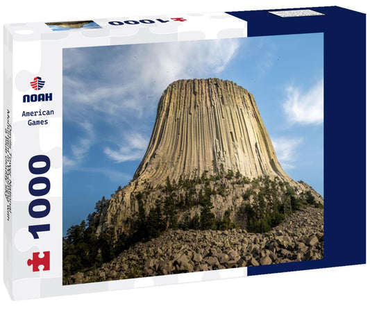 Noah Jigsaw Puzzle Devils Tower National Monument in Wyoming with a blue cloudy sky 1000 pieces