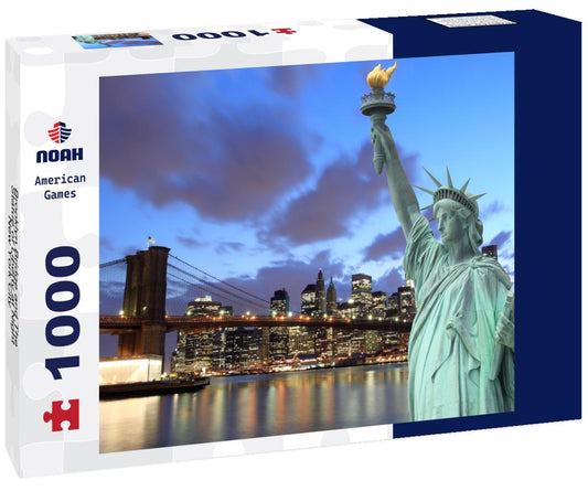 Noah Jigsaw Puzzle Brooklyn Bridge and The Statue of Liberty at Night, New York City 1000 pieces