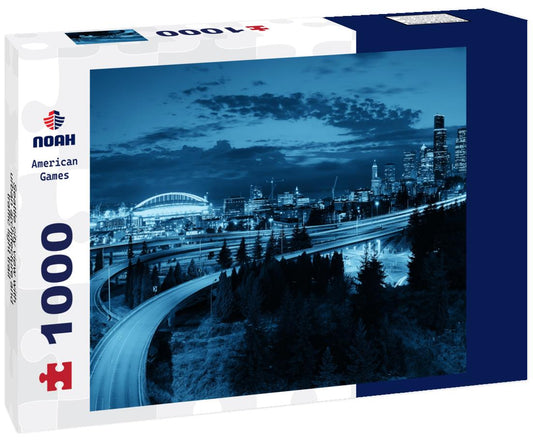 Noah Jigsaw Puzzle Seattle city view with urban architecture and traffic light trail 1000 pieces
