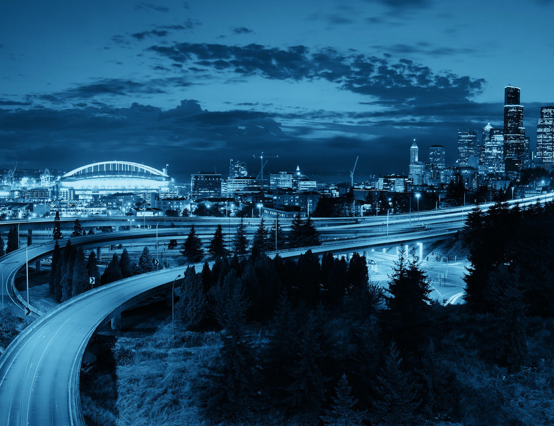 Noah Jigsaw Puzzle Seattle city view with urban architecture and traffic light trail 1000 pieces