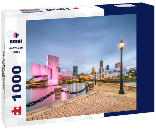 Noah Jigsaw Puzzle Cleveland, Ohio, USA downtown city skyline and harbor at twilight 1000 pieces