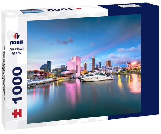 Noah Jigsaw Puzzle Cleveland, Ohio, USA downtown city skyline and harbor at twilight 1000 pieces